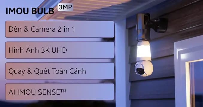 Ảnh Camera bóng đèn iMou Bulb Cam S6DP-5M0WEB (5MP, đàm thoại, quay quét, đêm có màu)