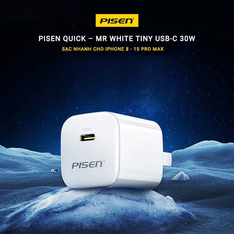 Ảnh Củ sạc Pisen QUICK- Mr White Tiny USB-C 30W TS-C175(GLB)