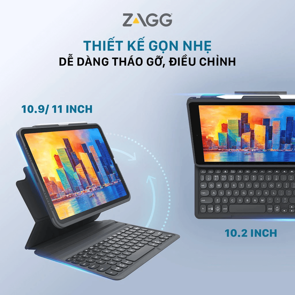 Ảnh Ốp lưng kèm bàn phím ZAGG Keyboard Pro Keys-Apple-iPad 10.2-Black/Gray-UK-103407134