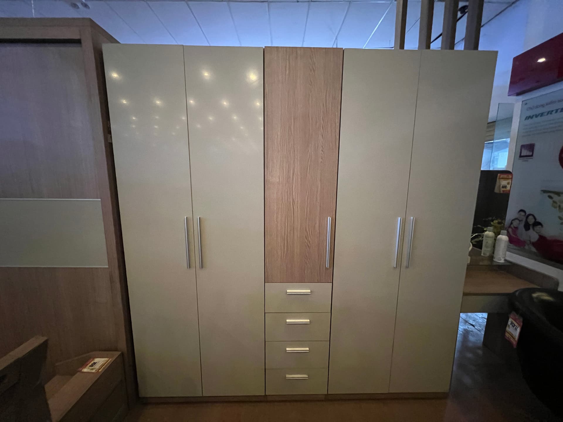 Ảnh Tủ quần áo 5 cánh mở, 3D108-5 màu oak (6) - Thương hiệu Daia