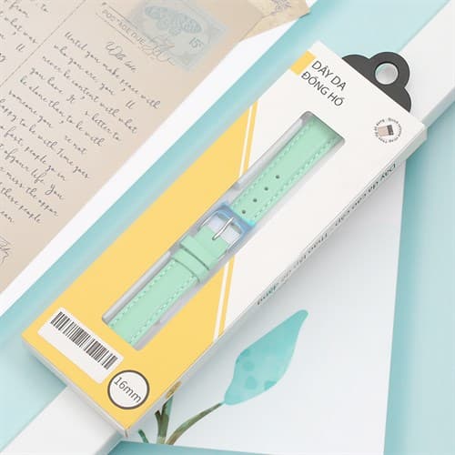 Ảnh Dây da đồng hồ 16mm L004-03-16 Xanh bạc hà