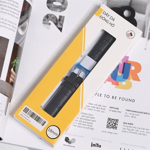 Ảnh Dây da đồng hồ 18mm L019-04-18 Xanh dương