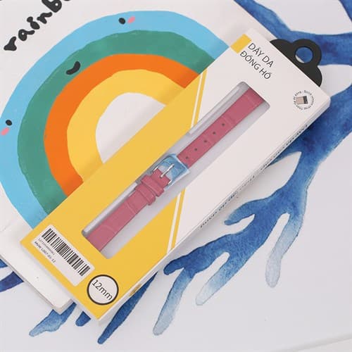 Ảnh Dây da đồng hồ 12mm L007-01-12 Hồng