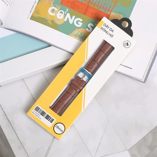 Ảnh Dây da đồng hồ 18mm L006-04-18 Nâu