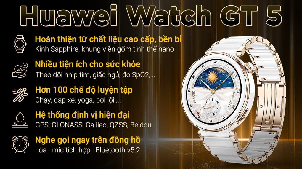 Ảnh Đồng hồ thông minh Huawei Watch GT 5 Pro 42mm viền gốm dây gốm