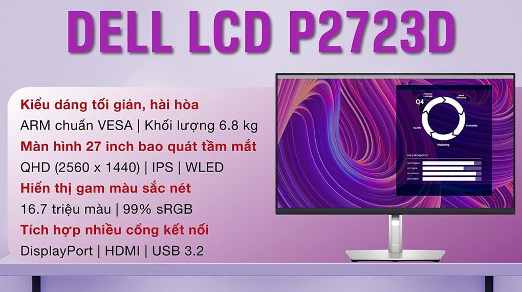 Ảnh Màn hình Dell P2723D 27 inch 2K/IPS/60Hz/5ms/DisplayPort