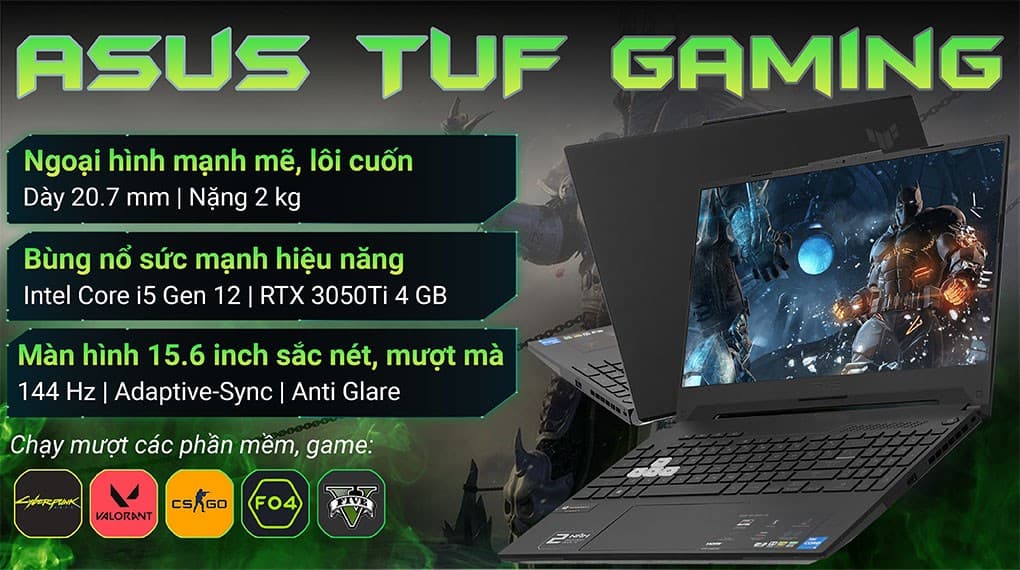 Ảnh Laptop Asus TUF Gaming Dash F15 FX517ZE i5 12450H/8GB/512GB/4GB RTX3050Ti/144Hz/Win11 (HN045W)