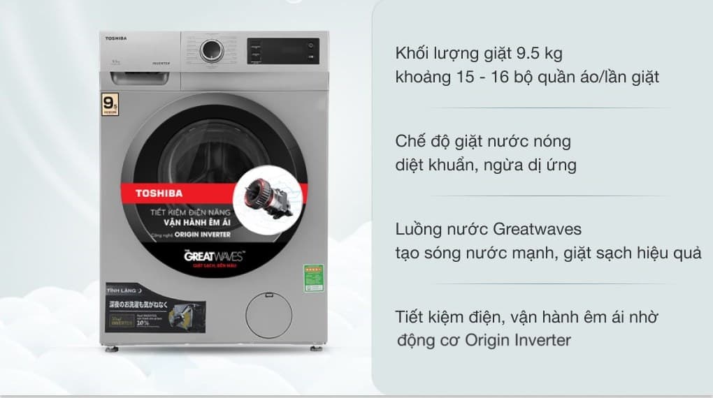 Ảnh Máy giặt Toshiba Inverter 9.5 Kg TW-BK105S3V(SK)