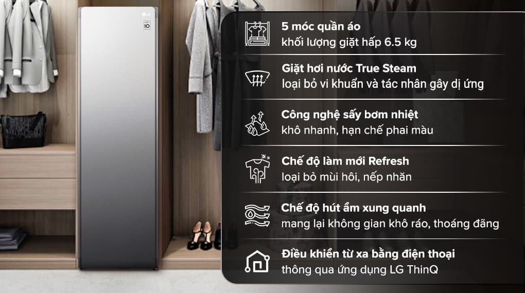 Ảnh Tủ chăm sóc quần áo thông minh LG Styler Inverter 5 móc S5MB