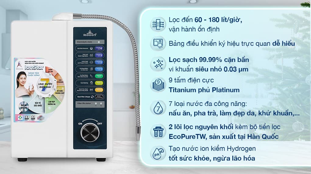 Ảnh Máy lọc nước điện giải ion kiềm ROBOT IonStar 9X 9 tấm điện cực