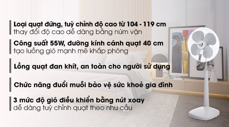 Ảnh Quạt đứng Asia 4 cánh D16026-XV0 55W