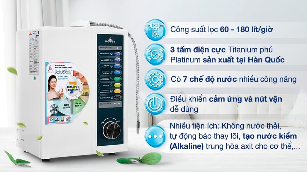Ảnh Máy lọc nước điện giải ion kiềm ROBOT IonStar 3X 3 tấm điện cực
