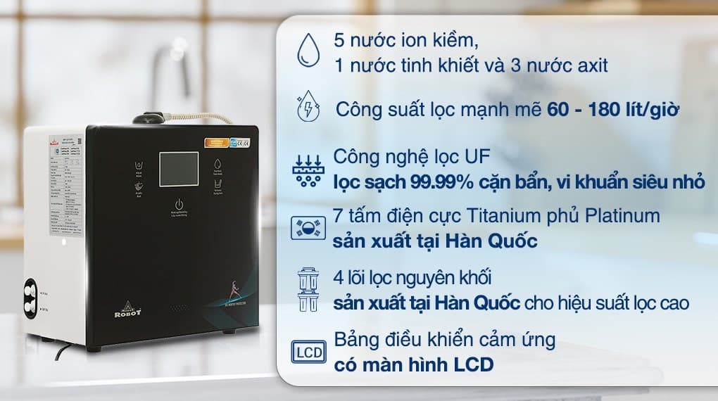 Ảnh Máy lọc nước điện giải ion kiềm ROBOT IonPrince 79X 7 tấm điện cực
