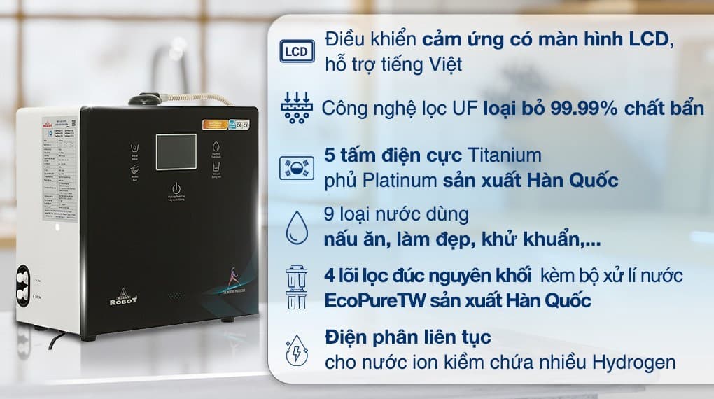 Ảnh Máy lọc nước điện giải ion kiềm ROBOT IonPrince 59X 5 tấm điện cực