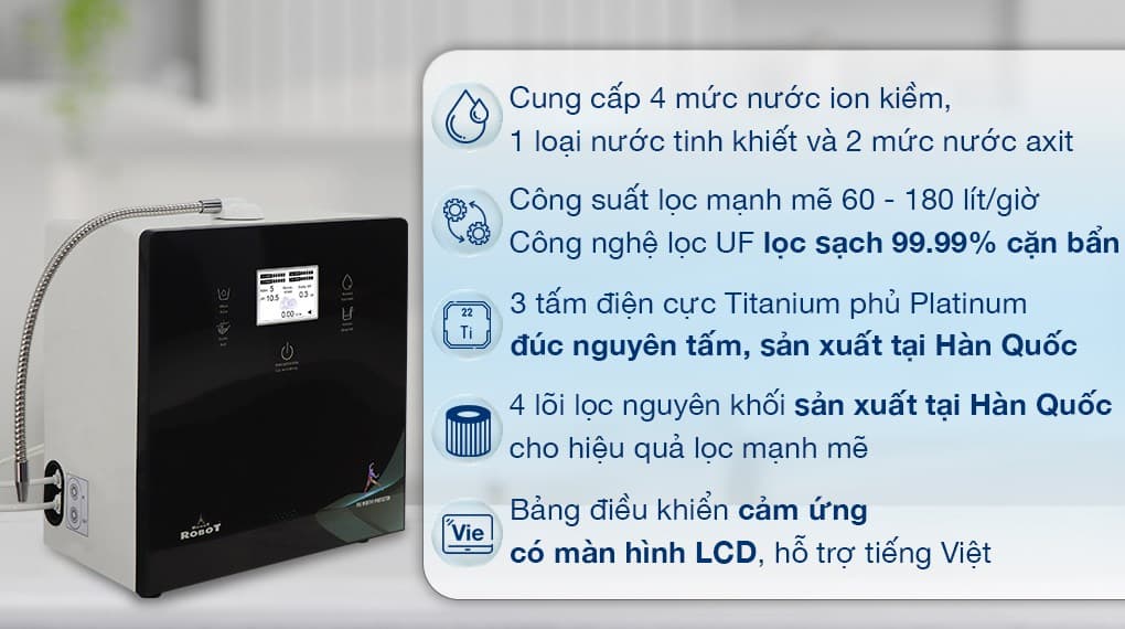 Ảnh Máy lọc nước điện giải ion kiềm ROBOT IonPrince 37X 3 tấm điện cực