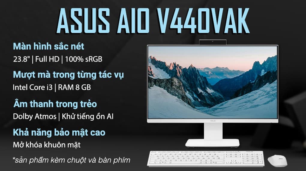 Ảnh AIO ASUS V440VAK i3 1315U/8GB/512GB/23.8"Full HD/Bàn phím/Chuột/Win11 (WPC066W)