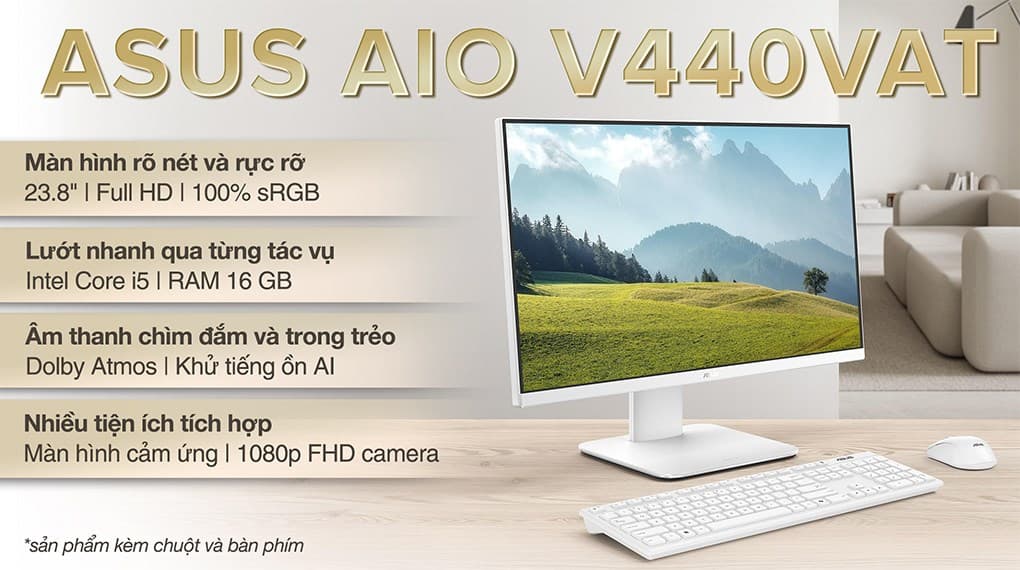 Ảnh ASUS AIO V440VAT i5 13420H/16GB/512GB/23.8"Full HD/Bàn phím/Chuột/Win11 (WPD010W)