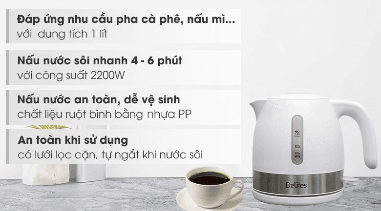 Ảnh Bình đun siêu tốc Delites 1 lít ST10P01