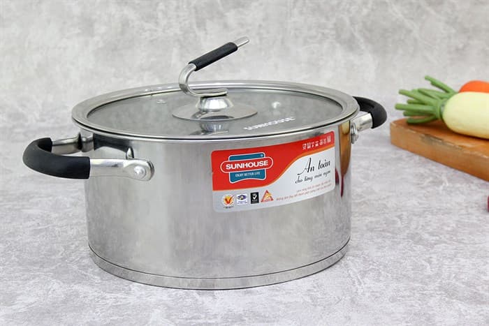 Ảnh Nồi inox 3 đáy nắp kính 20 cm Sunhouse SHG24320