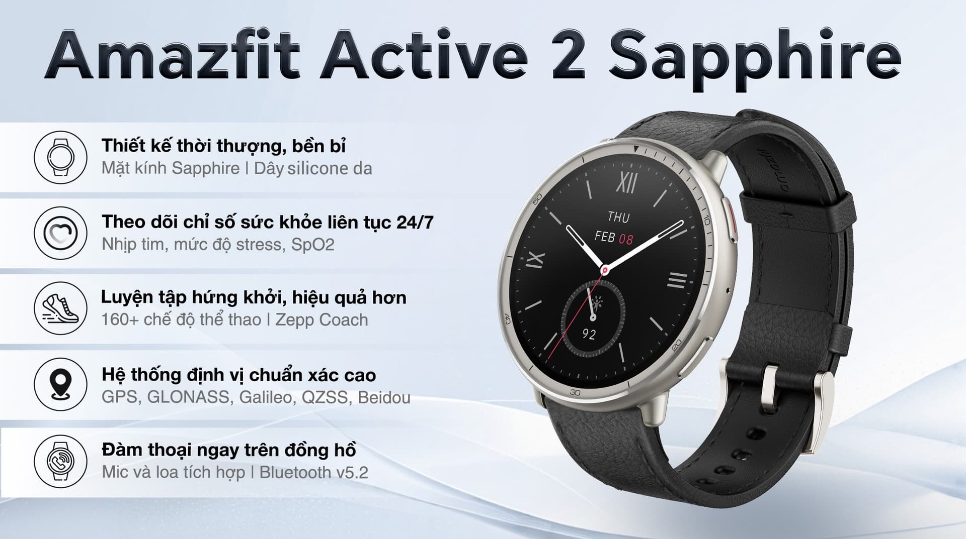 Ảnh Đồng hồ thông minh Amazfit Active 2 Sapphire 43.9mm