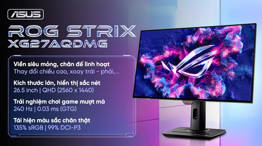 Ảnh Màn hình Gaming Asus ROG Strix XG27AQDMG 26.5 inch 2K/WOLED/240Hz/0.03ms