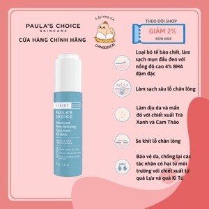Ảnh Lotion tái tạo và phục hồi da mụn Paula’s Choice Resist Advanced Pore - Refining Treatment 4% BHA - 30ml