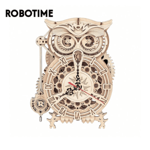 Ảnh Mô hình gỗ lắp ráp 3D The Owl Clock (Đồng Hồ Con Cú) (Wood Color) - Robotime LK503 - WP145