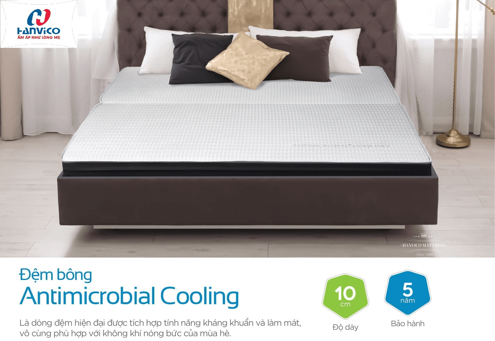 Ảnh Đệm bông ép Antimicrobial Cooling Hanvico