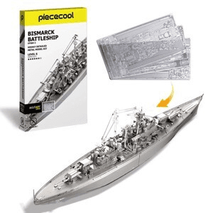 Ảnh Mô hình lắp ráp kim loại 3D Piececool Tàu Chiến Bismarck Battleship P084-S