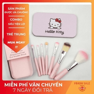 Ảnh bộ cọ trang điểm Kitty 7 cây tiện dụng dễ mang theo bỏ túi