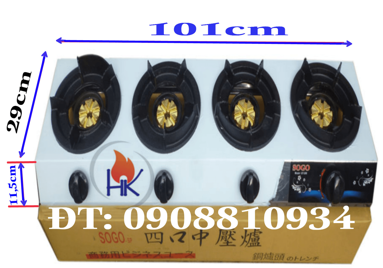 Ảnh Bếp gas 4 lò công nghiệp khè Sogo GT-208