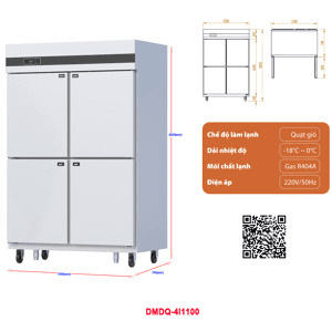 Ảnh Tủ đông mát 4 cánh 1100 lít DMDQ.4I1100
