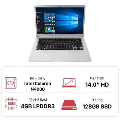 Ảnh Laptop M-SMART MBOOK 1409A (Celeron-N4000/4GB/128GB/14" HD/Win10/Bạc) - Chính hãng
