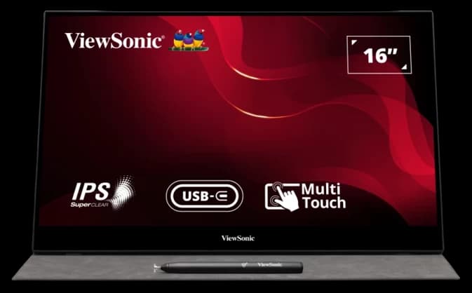 Ảnh Màn hình di động ViewSonic TD1655 (15.6 inch / FHD / IPS / 6.5ms / 60Hz / 250nit / Mini HDMI + USB-C + Loa / Cảm ứng) - Chính hãng