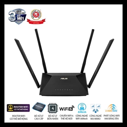 Ảnh Bộ phát wifi ASUS RT-AX53U (Gaming Router) Wifi AX1800 2 băng tần, router WiFi có thể mở rộng