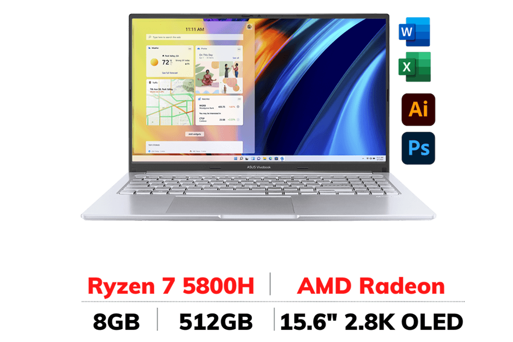 Ảnh Laptop Asus Vivobook M1503QA-L1044W (R7 5800H/8GB/512GB/15.6"FHD OLED/Win 11/Bạc)