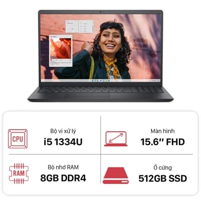 Ảnh Laptop Dell Inspiron 3530 (71043887) (i5-1334U/8GB/512GB/15.6 inch FHD/Win 11 + Office/Đen) - Chính hãng