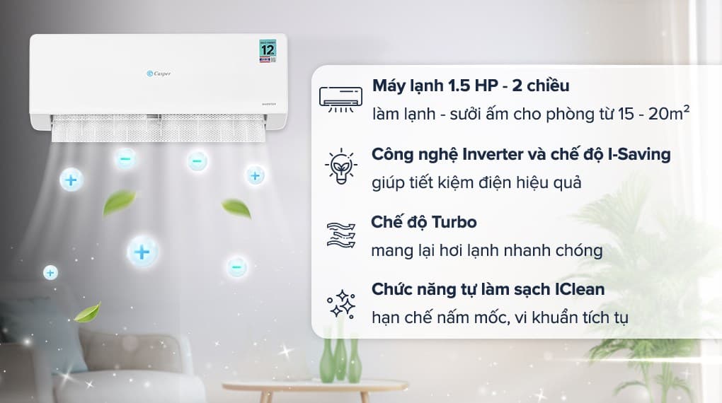 Ảnh Máy lạnh 2 chiều Casper Inverter 1.5 HP QH-12IU36A