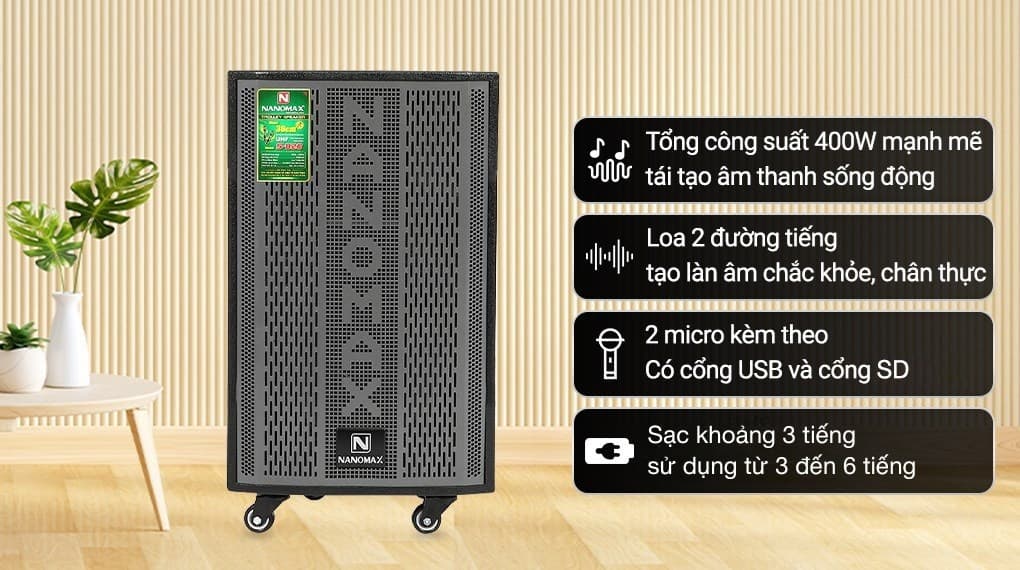 Ảnh Loa kéo karaoke Nanomax S-820 400W