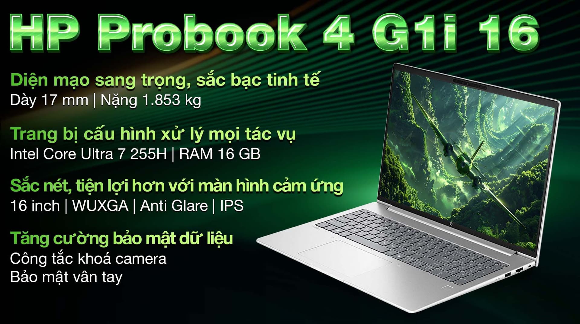Ảnh Laptop HP Probook 4 G1i 16 - BQ5E6PT (Ultra 7 255H, 16GB, 512GB, WUXGA, Cảm ứng, Win11)