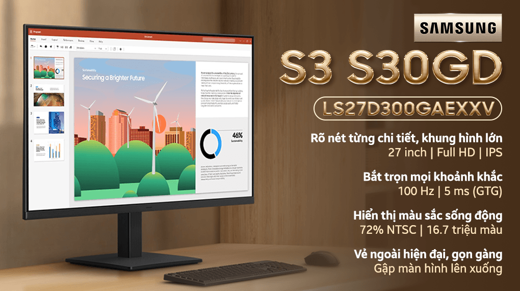 Ảnh Màn hình Samsung S3 S30GD LS27D300GAEXXV 27 inch FHD/IPS/100Hz/5ms