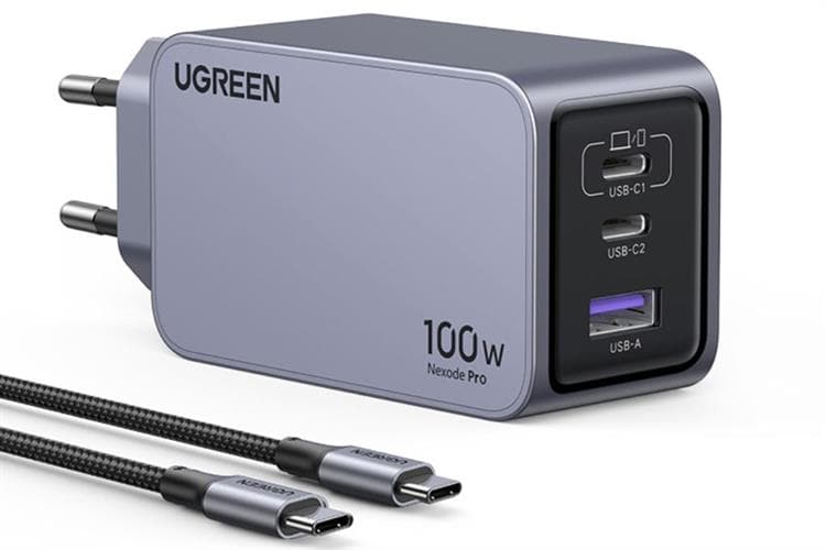 Ảnh Bộ Adapter Sạc 3 cổng USB Type C PD 3.0 GaN 100W kèm Cáp Type C - Type C 1.5m Ugreen Nexode Pro X757 25874