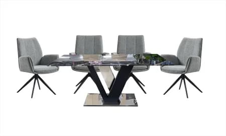 Ảnh Bộ Bàn Ăn Las vegas DT-161 + 4 Ghế Ăn Vito VD6878-F Xám