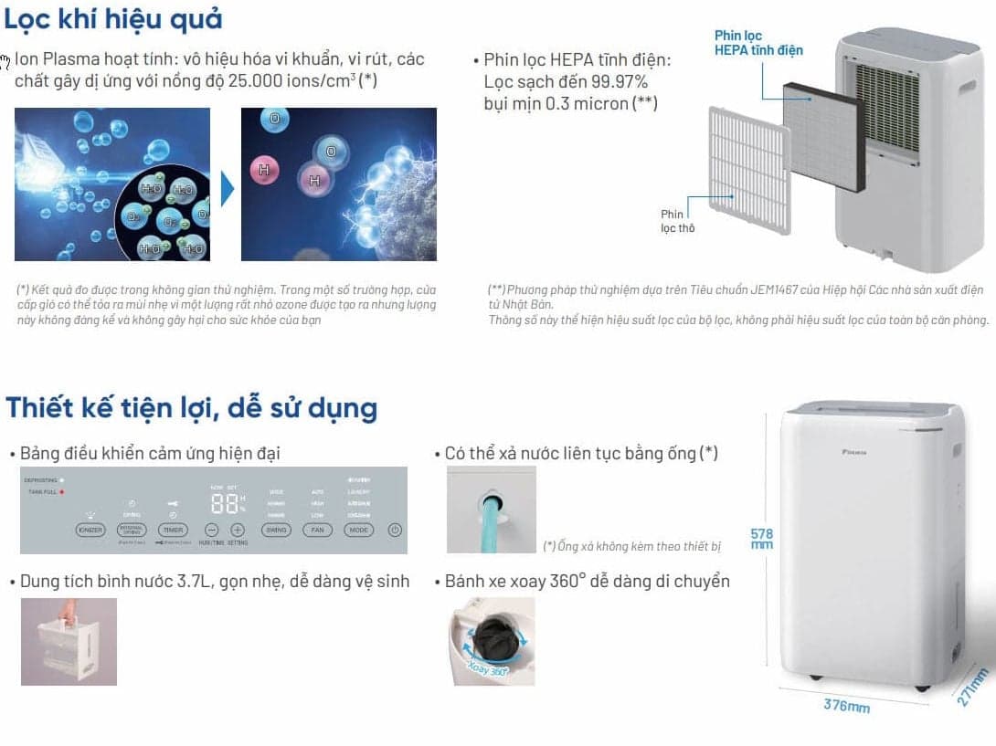 Ảnh Máy hút ẩm và lọc không khí Daikin JPF12AV2