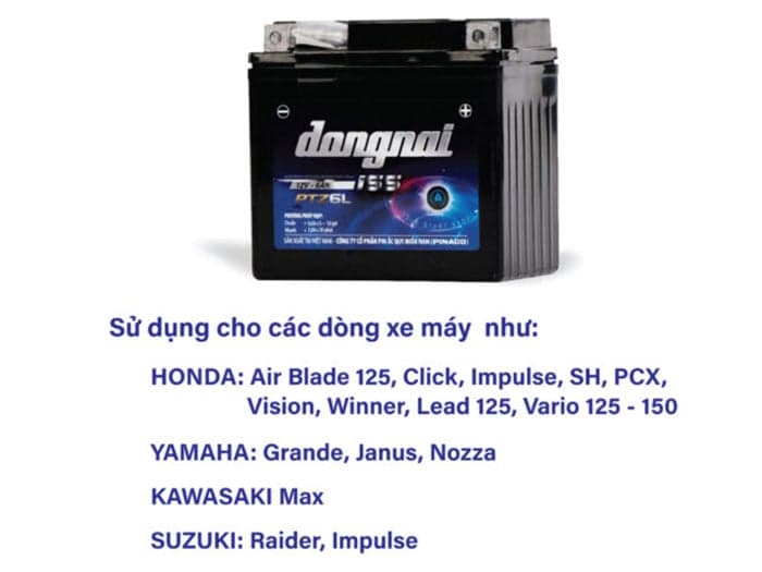Ảnh Ắc quy khô xe máy Đồng Nai PTZ6L (12V - 6Ah)