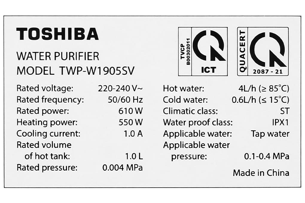 Ảnh Máy lọc nước Toshiba TWP-W1905SV(MB)