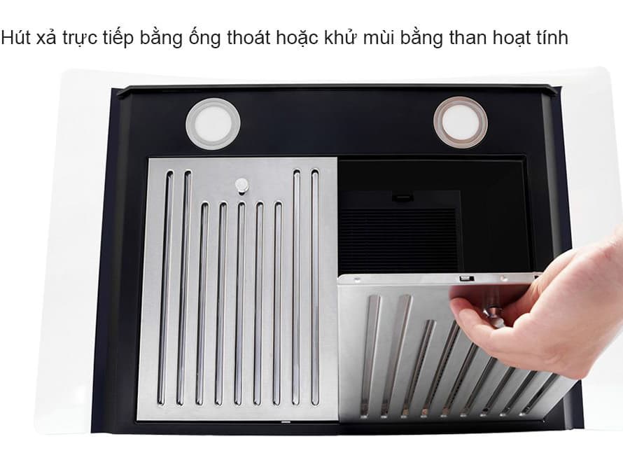 Ảnh Máy hút khói kính cong, cảm ứng vẫy tay Sakura SR-7730AG