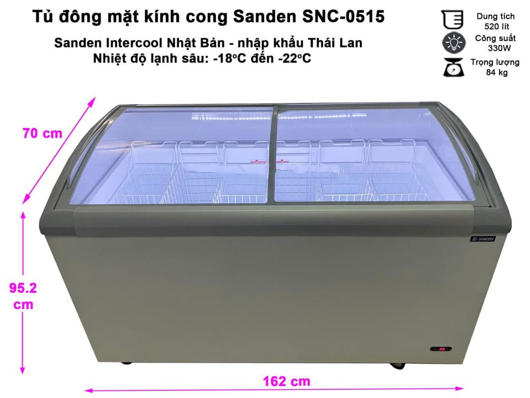 Ảnh Tủ đông cửa kính cong Sanden SNC-0515 (520 lít)