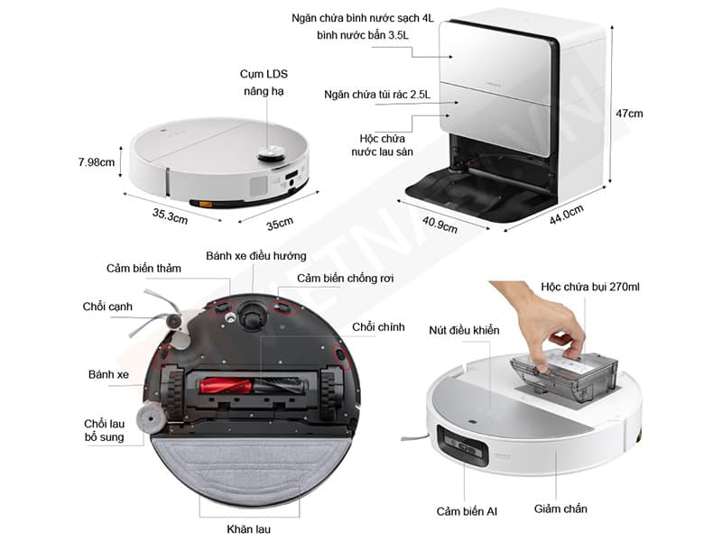 Ảnh Robot hút bụi lau nhà Roborock Saros 10 (S90VER + EWFD32HRR) - Bản quốc tế