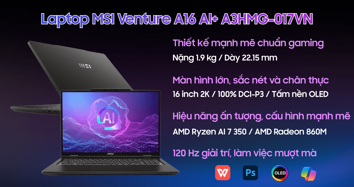 Ảnh Laptop MSI Venture A16 AI+ A3HMG-017VN